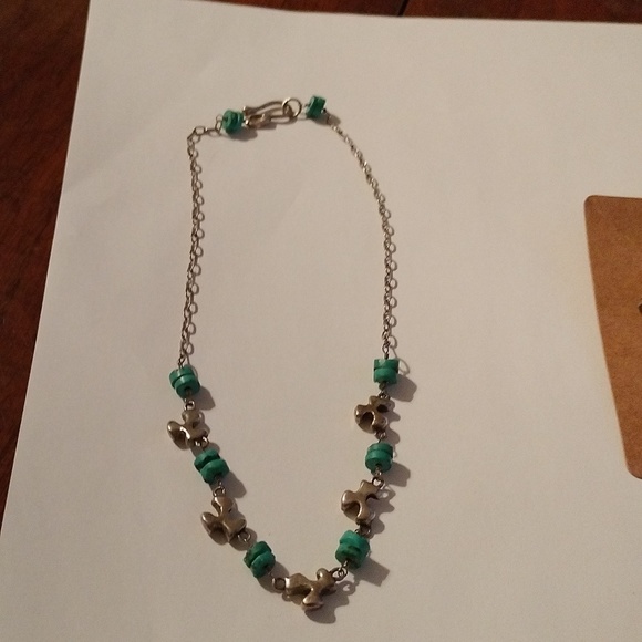 Handmade Sterling Silver Turquoise Abstract Puzzle Piece Necklace Earrings Set - Picture 3 of 5